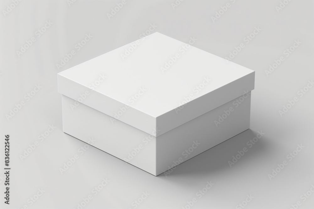 A simple, white, square box sits on a white background, ready to be filled with the unexpected. It is a blank canvas for creativity, waiting to be transformed into a gift or a storage solution A simple, white, square box sits on a white background, ready to be filled with the unexpected. It is a blank canvas for creativity, waiting to be transformed into a gift or a storage solution