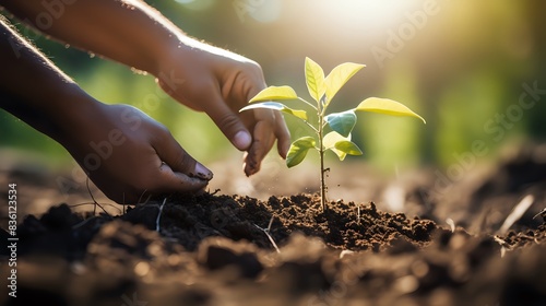 Planting trees to help save the planet photo
