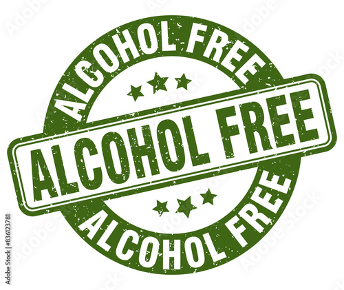 alcohol free stamp. alcohol free label. round grunge sign