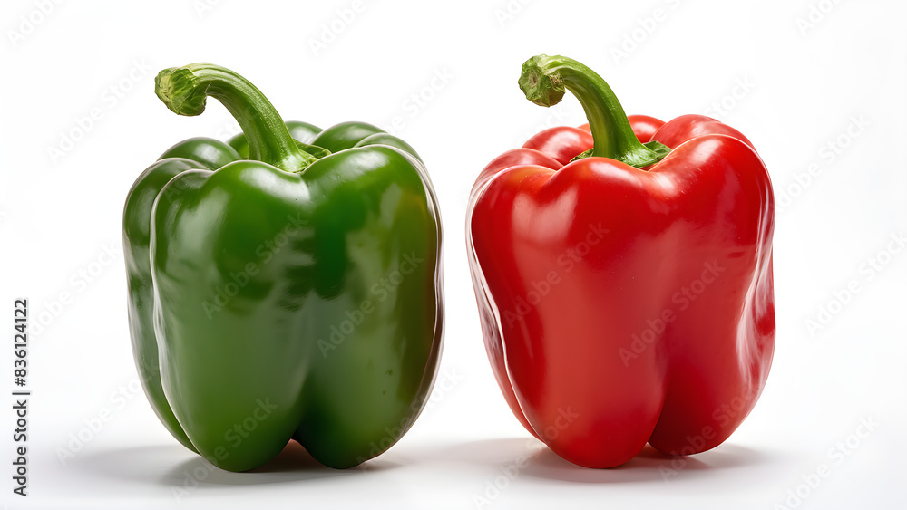 red and green peppers isolated on white background red and green peppers isolated on white background