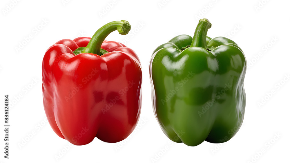 red and green peppers on transparent background red and green peppers on transparent background
