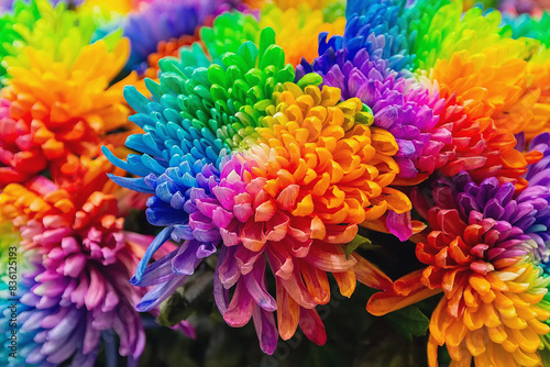 Beautiful chrysanthemums painted in different colors © DmyTo