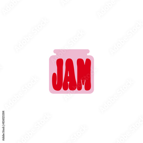 Jam Icon Stylized retro groovy Style Logo isolated on White Background
