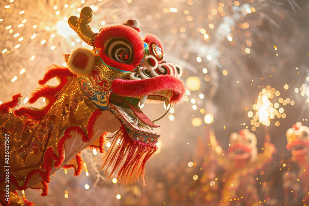 Chinese New Year Dragon Dance: Vibrant Costumes and Dynamic Festive Decorations