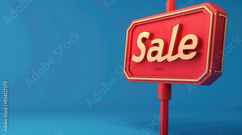 blue background sale sign It conveys the idea of ​​reducing the price of products sold.
