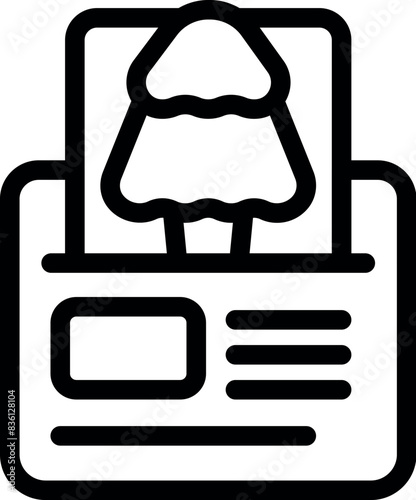 Simple line art icon of a printer printing a document featuring a lamp design for user interfaces