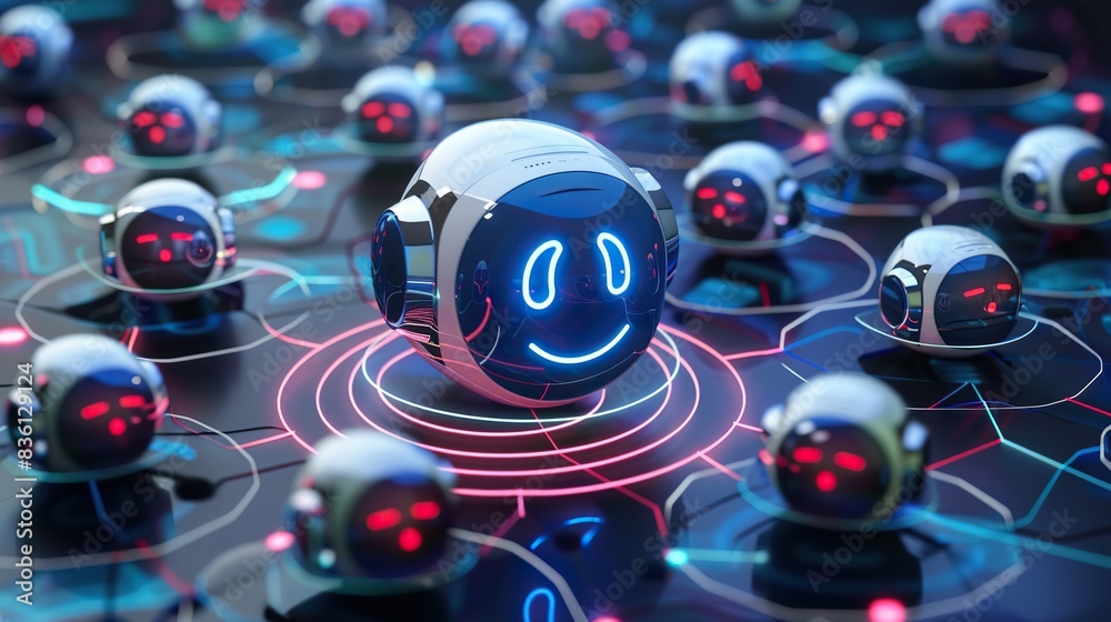 A network of AI-driven chatbots providing customer A network of AI-driven chatbots providing customer