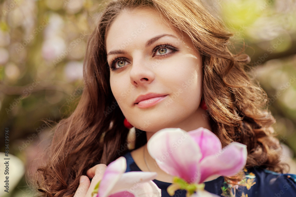 Beautiful girl's face with flowers Beautiful girl's face with flowers