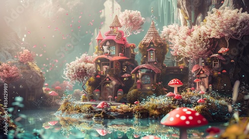 A whimsical scene where reality and fantasy amalgamate