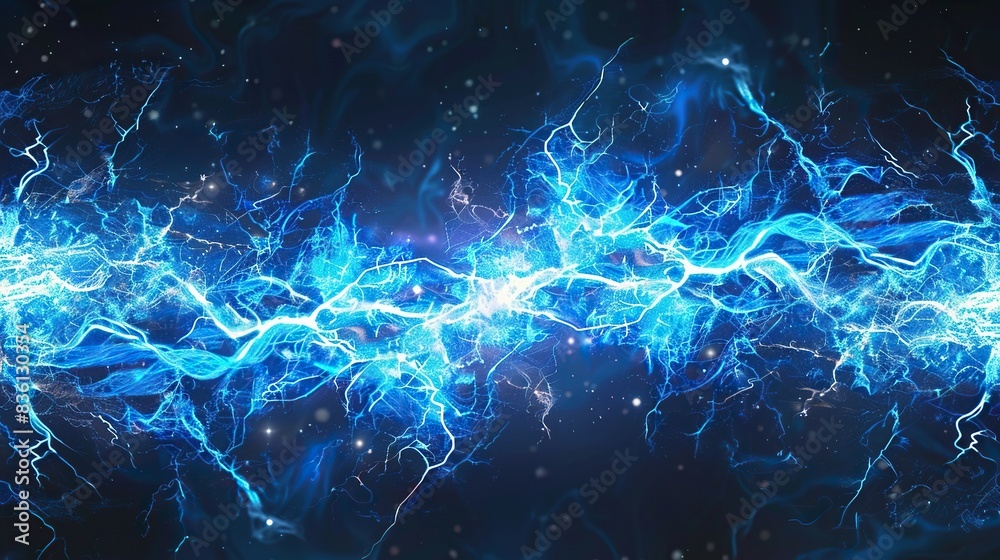 Abstract blue thunder background with lightning
