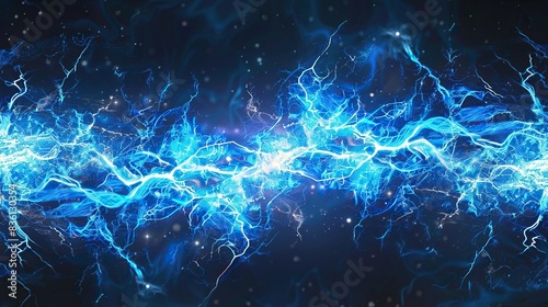 Abstract blue thunder background with lightning © pond