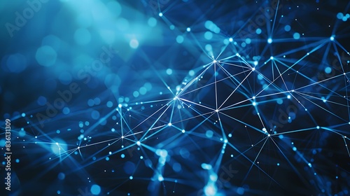 Blue Abstract Background with Stars and Light Energy Network Design in Digital Technology Universe