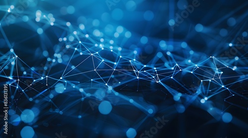 Abstract Blue Lights with a Starry Digital Glow on a Blue Background
