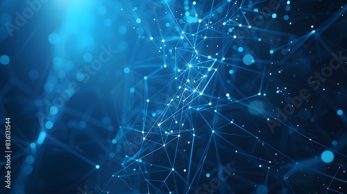 Abstract Blue Lights with a Starry Digital Glow on a Blue Background