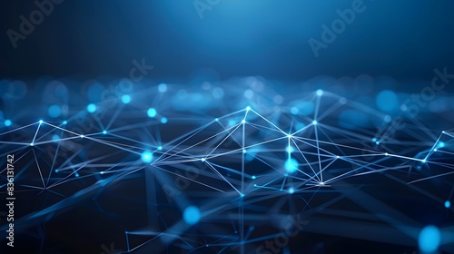 Abstract Blue Lights with a Starry Digital Glow on a Blue Background