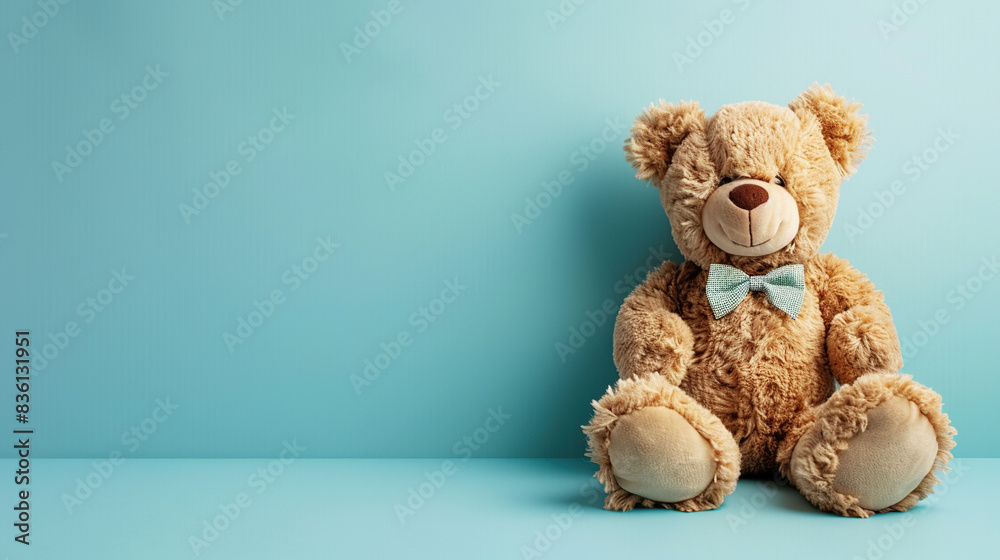 Teddy Bear Sitting on blue background Teddy Bear Sitting on blue background