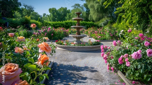 A garden with a rose garden image photo