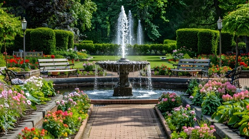 garden with a fountain image