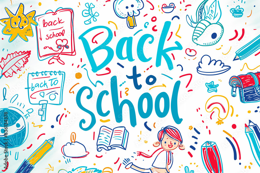 childlike doodles in bold colors with text childlike doodles in bold colors with text