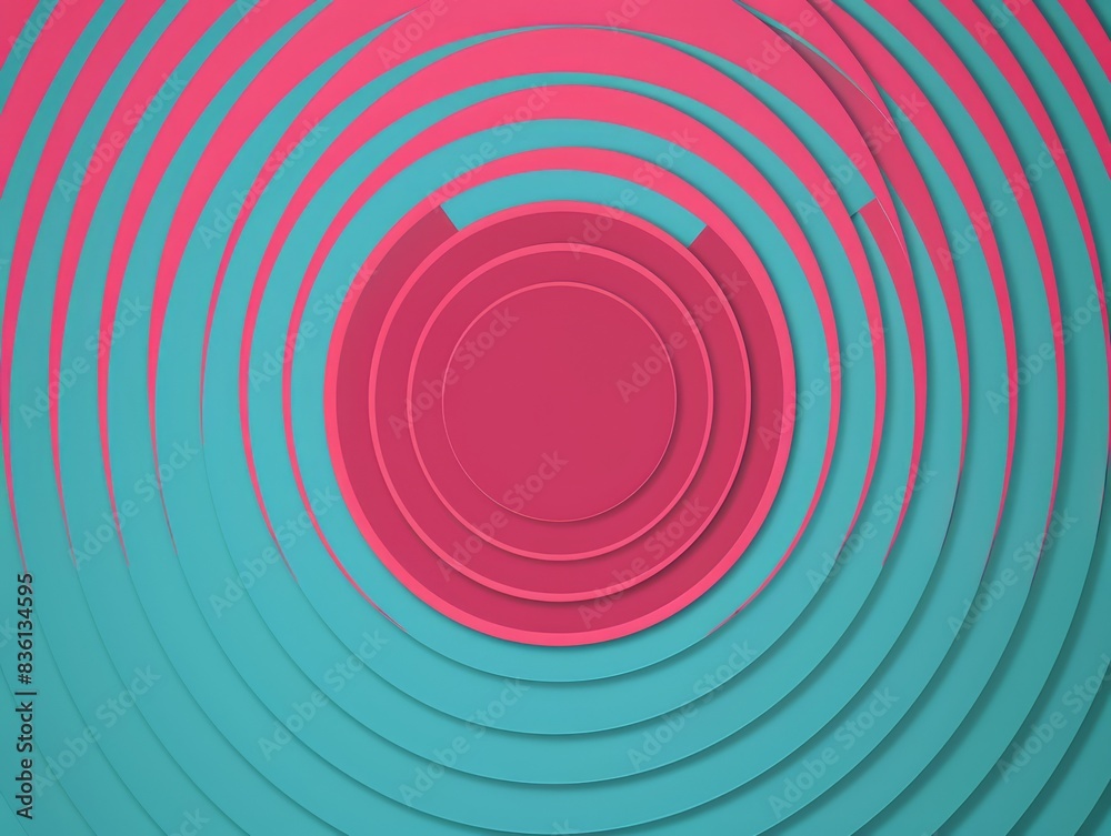 Fototapeta premium An abstract design with teal and pink geometric shapes, featuring circles and lines in a modern, minimalistic style. 