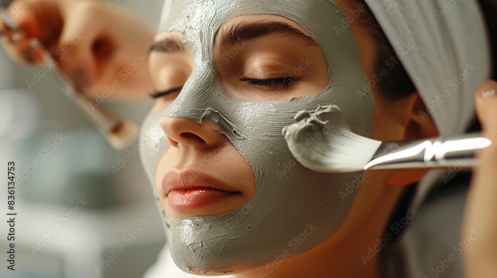 portrait of woman in clay facial mask portrait of woman in clay facial mask