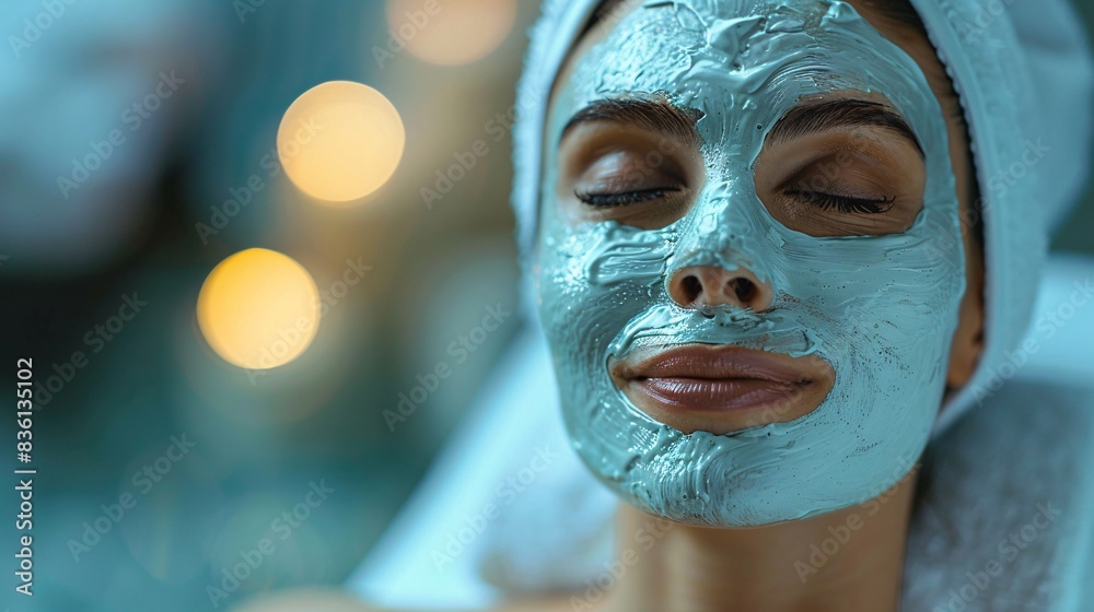 portrait of woman in clay facial mask portrait of woman in clay facial mask