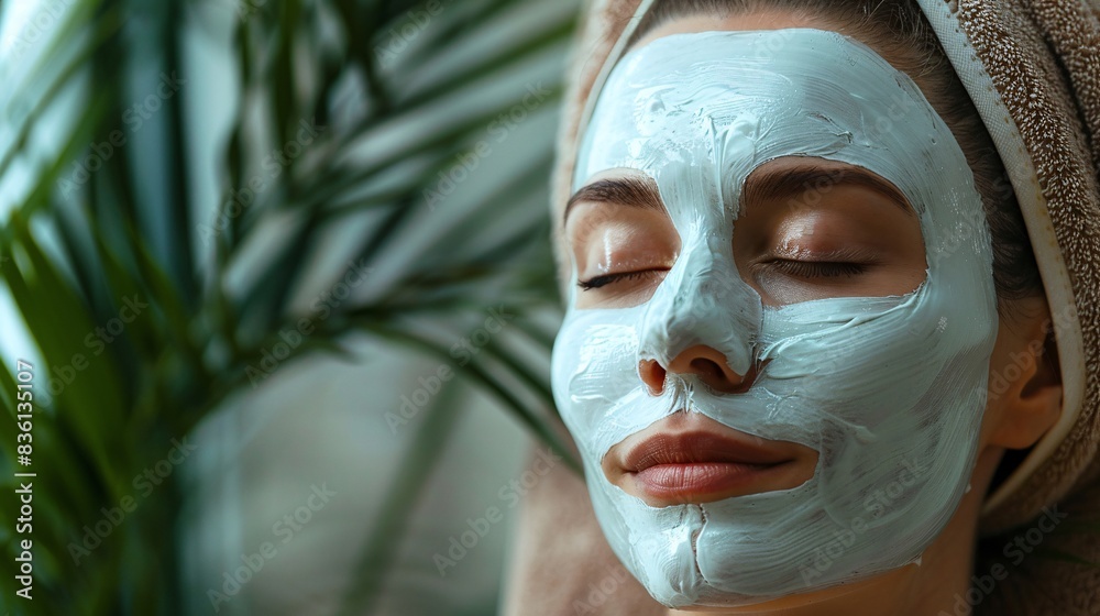 portrait of woman in clay facial mask portrait of woman in clay facial mask