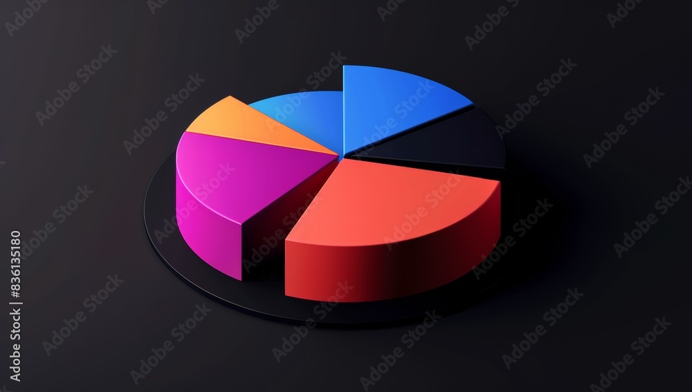 Obraz premium A pie chart with four equal sections, each labeled 