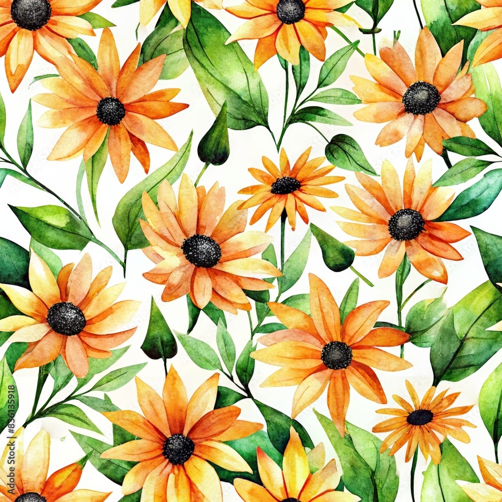 A flowers watercolor painting seamless pattern