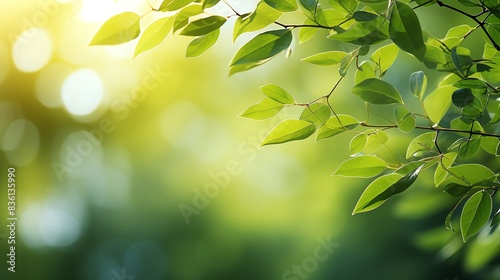 Green leaves in the sunlight with blurred background