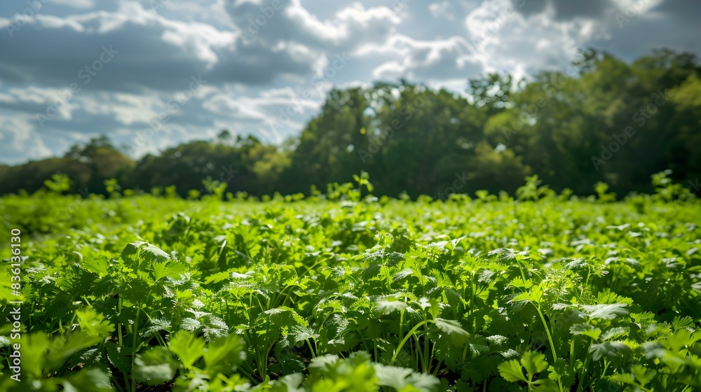 a cilantro field a sea image