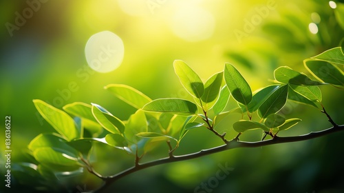 Close-up of green leaves bathed in warm sunlight.