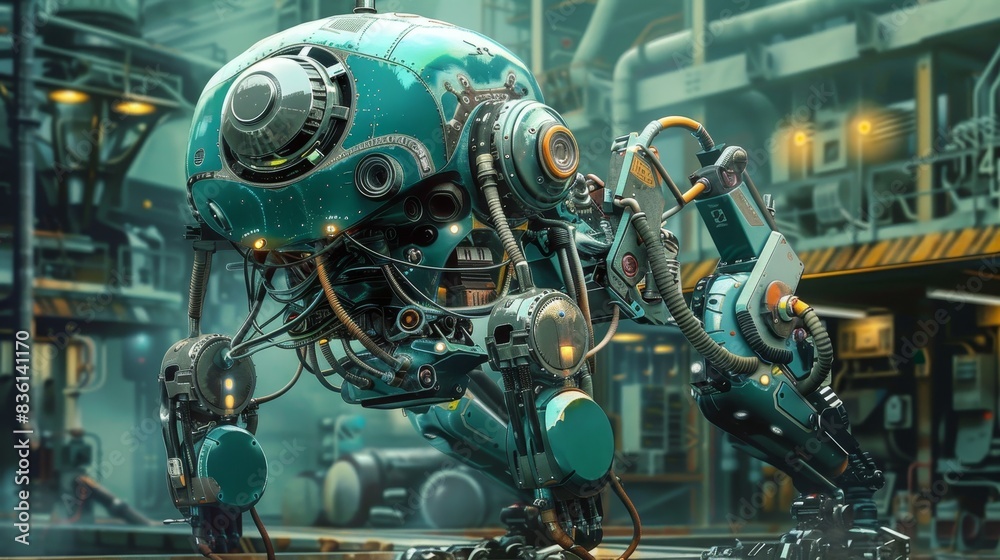 An illustrated guide showcasing step-by-step maintenance of a futuristic robot generated by AI An illustrated guide showcasing step-by-step maintenance of a futuristic robot generated by AI