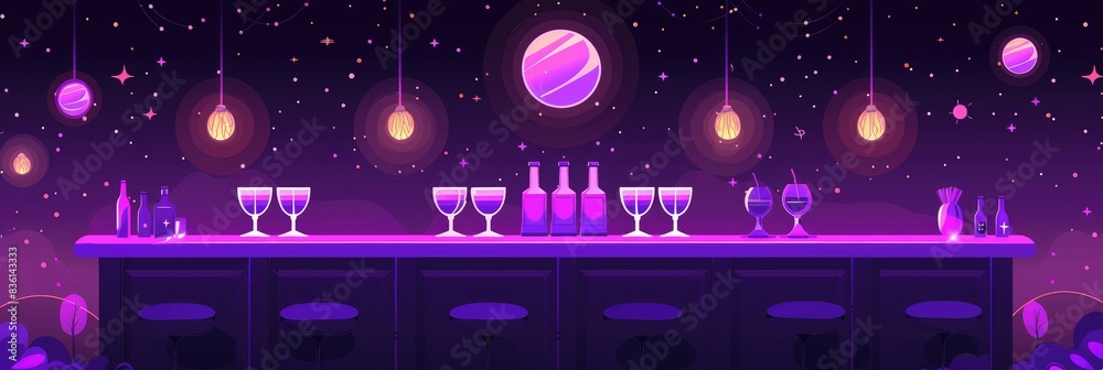 Fototapeta premium simple night party background with purple flat color