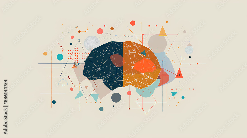 Fototapeta premium a minimalistic image that conveys corporate innovation by featuring an abstract geometric brain design