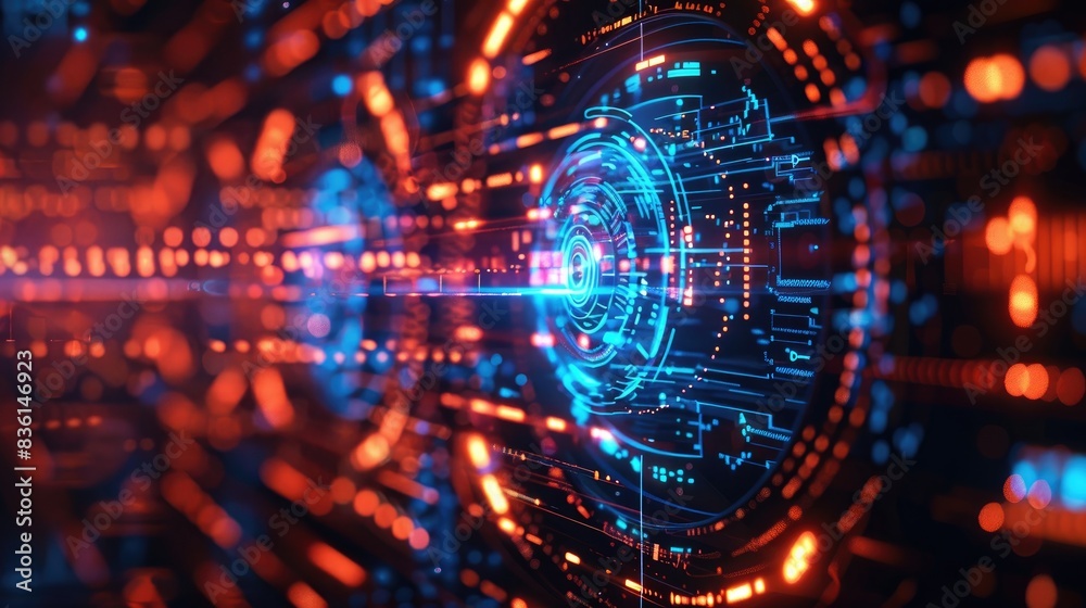 Obraz premium Futuristic Technology Backgrounds Digital and high-tech elements, representing the advancements of technology
