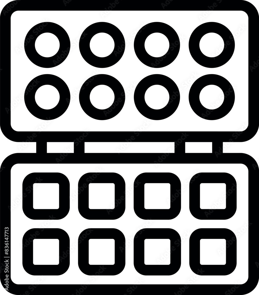 Simplistic line art illustration of an open makeup palette, perfect for icons and logos Simplistic line art illustration of an open makeup palette, perfect for icons and logos