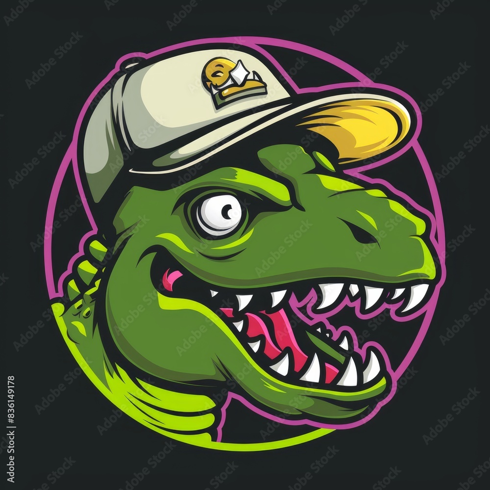 Dinosaur mascot with baseball cap illustration Dinosaur mascot with baseball cap illustration