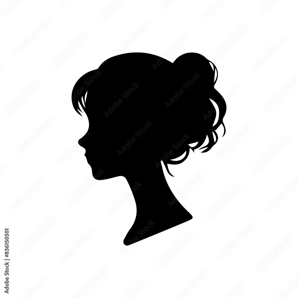 Woman head silhouette, face profile, vignette. Hand drawn illustration, isolated on white background. Design for invitation, greeting card, vintage style Woman head silhouette, face profile, vignette. Hand drawn illustration, isolated on white background. Design for invitation, greeting card, vintage style