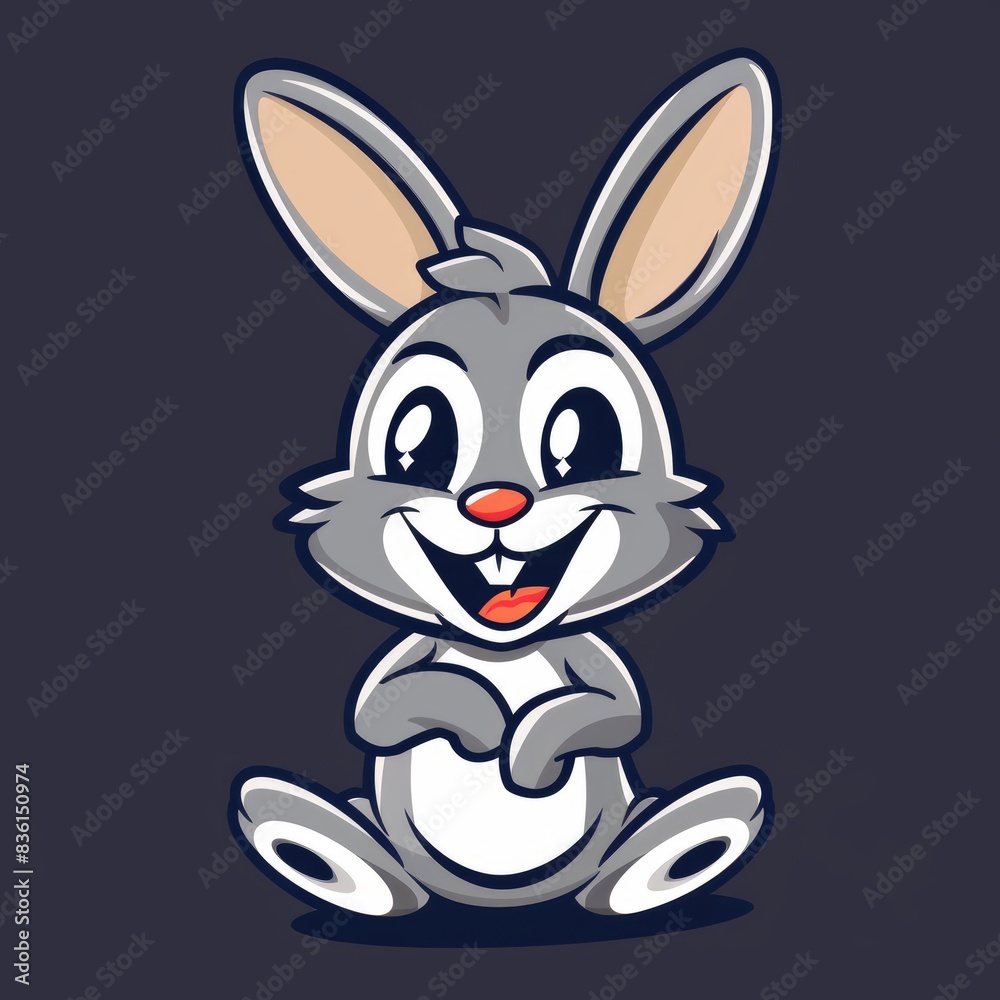 Positive and happy cartoon rabbit mascot, illustration of a cheerful character Positive and happy cartoon rabbit mascot, illustration of a cheerful character