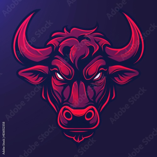 Cartoon red bull mascot, drawn character