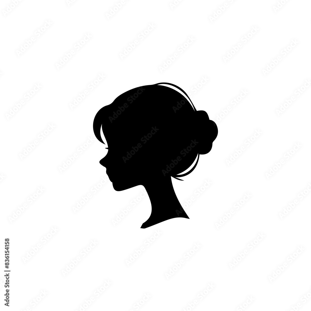 Woman head silhouette, face profile, vignette. Hand drawn illustration, isolated on white background. Design for invitation, greeting card, vintage style Woman head silhouette, face profile, vignette. Hand drawn illustration, isolated on white background. Design for invitation, greeting card, vintage style