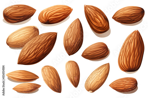 Wallpaper Mural Hand Drawn Almonds Vectors art isolated with white background Torontodigital.ca