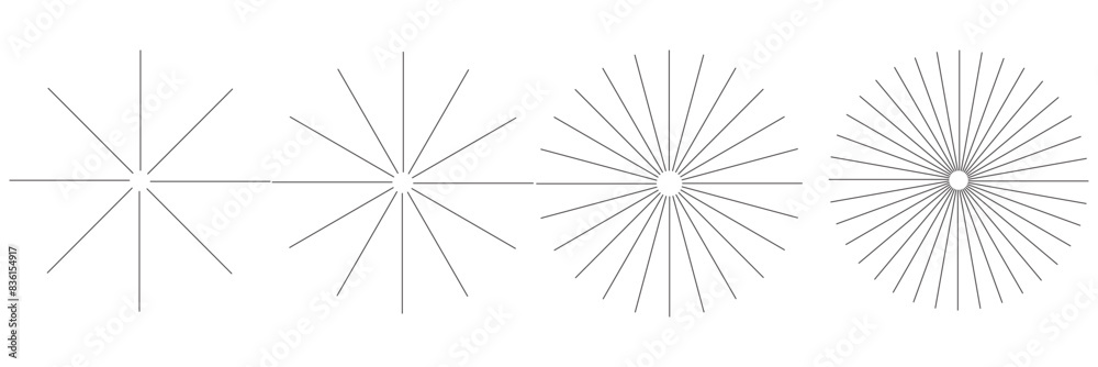 Sunburst element. Radial stripes background. Sunburst icon collection. Retro sunburst design. Vector illustration. Abstract line circle vector background. Sunburst element. Radial stripes background. Sunburst icon collection. Retro sunburst design. Vector illustration. Abstract line circle vector background.