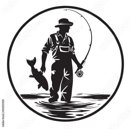 silhouette of a person with a fish