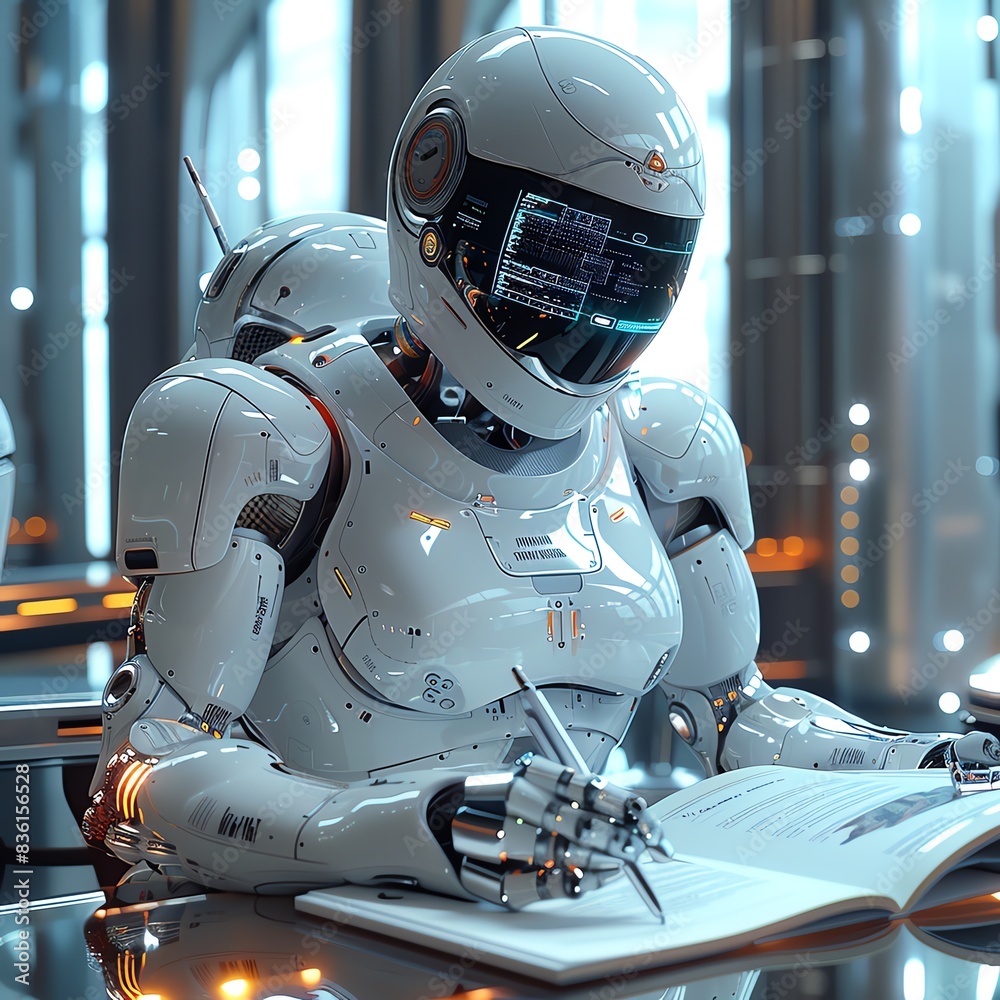 A robot personal assistant preparing a holographic presentation for a meeting, with charts and graphs floating in mid-air. Futuristic style, vibrant colors, high detail. A robot personal assistant preparing a holographic presentation for a meeting, with charts and graphs floating in mid-air. Futuristic style, vibrant colors, high detail.