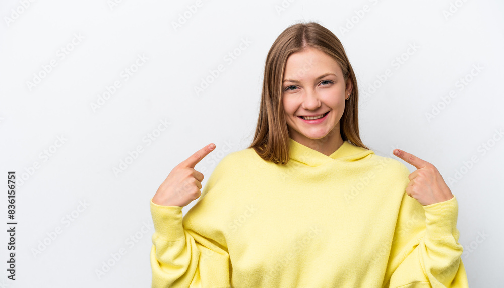Young Russian woman isolated on white background giving a thumbs up gesture Young Russian woman isolated on white background giving a thumbs up gesture