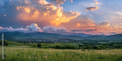 Stunning Sunset Over Picturesque Mountain Landscape