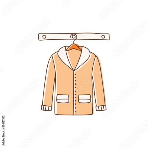 Illustration of Warm jacket hung on the closet