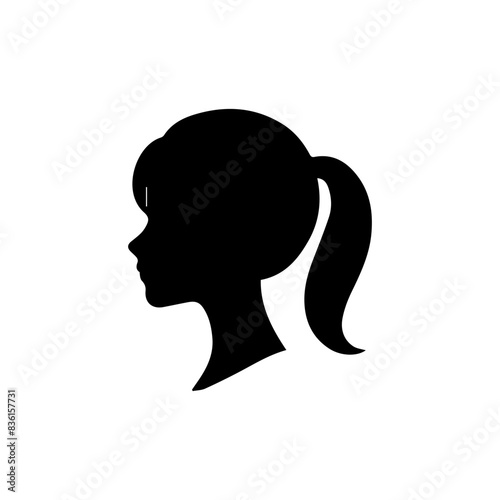 Woman head silhouette, face profile, vignette. Hand drawn illustration, isolated on white background. Design for invitation, greeting card, vintage style